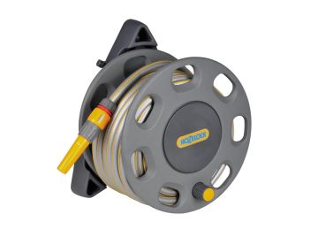Hozelock 30m Wall Mounted Garden Hose Reel complete with 15m Multi Purpose 12.5mm Hose - 2422