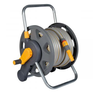 Hozelock 60m 2 in 1 Hose Reel with 25m Hose (Can hold up to 60m of 12.5mm hose). Wall Mountable or Free Standing