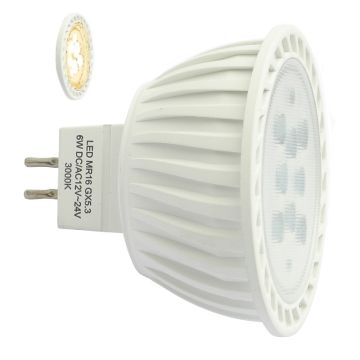 Aqualux MultiVoltage 12V-24V AC/DC 6W MR16 LED 36deg - WARM WHITE 3000K