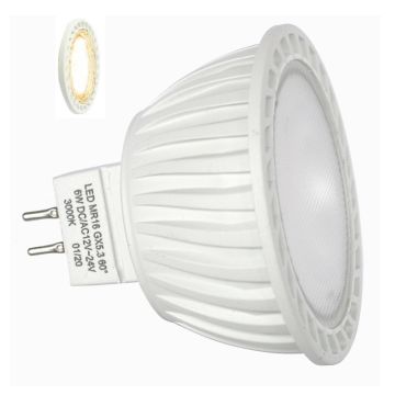 Aqualux MultiVoltage 12V-24V AC/DC 6W MR16 LED 60deg - WARM WHITE 3000K