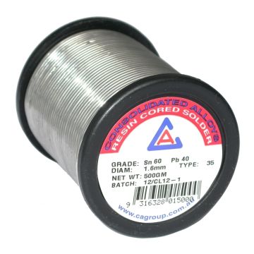 Electrical Solder 60/40 1.6mm Resin Cored 500g Roll - Consolidated Alloys 01500