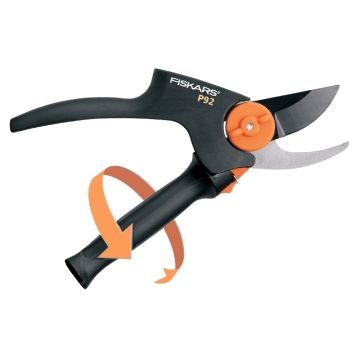 Fiskars 111520 Medium Bypass Pruner P92 - (Rotating handle reduces effort)