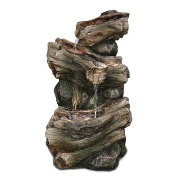 Log Fall 3-Tier Water Features Fountain Falls Inbuilt LED Ready to use TK57534