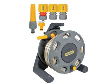 Hozelock 30m Hose Reel cart complete with 15m Multi Purpose 12.5mm Hose w/ Spray gun - 2412