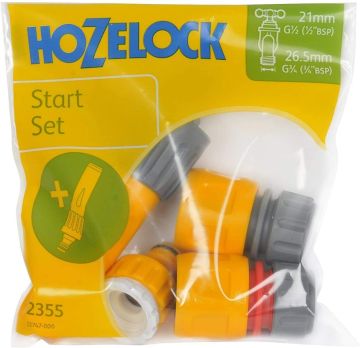 Hozelock 2355 Garden Hose Pipe Starter Set Kit Tap Adapter Connectors Nozzle DIY