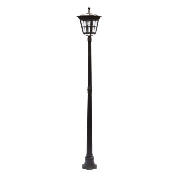 Solar Post Light LED Single lamp Amorphous Solar Panel 2m Pole Base Black TK51839