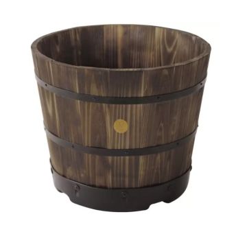 VegTrug Wooden Barrel MEDIUM 46cm Burnt Oak (Pack 6) WPB400BO