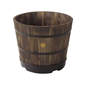 VegTrug Wooden Barrel Small 37cm Burnt Oak (Pack 6) WPB300BO