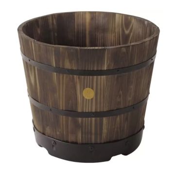 VegTrug Wooden Barrel Large 55cm Burnt Oak (Pack 6) WPB500BO