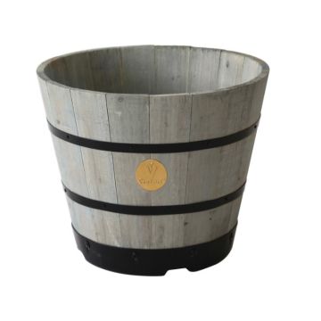 VegTrug Wooden Barrel Medium 37cm Grey Wash (Pack 6) WPB300GW