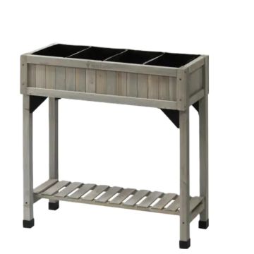 VegTrug Wooden Slimline Garden Herb Raised Planter 4 pockets Grey wash HGN6012GW