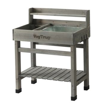VegTrug Wooden Deluxe Potting Table and Garden Workbench Grey Wash DPT6009GW