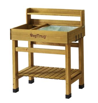 VegTrug Wooden Deluxe Potting Table and Garden Workbench Natural DPT6008N