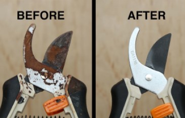 How to effectively & safely remove Rust, Grime and Debris from garden tools