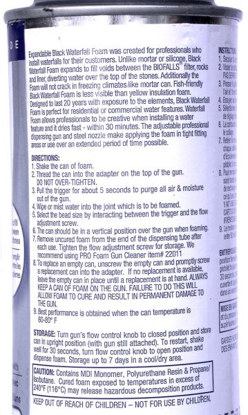 Aquascapepro 30096 Professional Black Waterfall Foam 24oz 680g For Applicator Gun Use Only