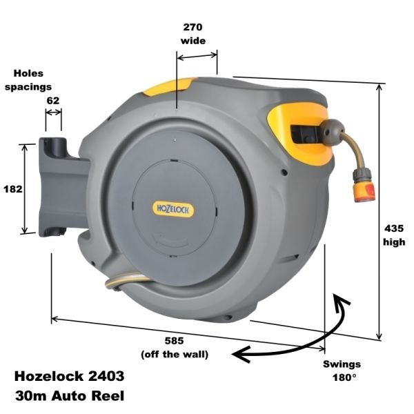 leeftijd Alert Uittreksel Hozelock 2403 0000 (Includes 2674 gun) Auto Reel Automatic Spring Loaded  30m garden hose. Replaces 2590