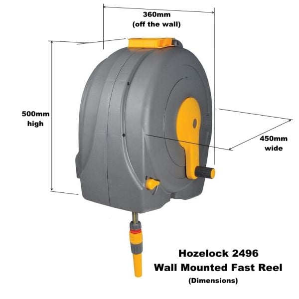 Hozelock 2496R0000 Fast Reel - Wall mounted Garden Hose Reel with
