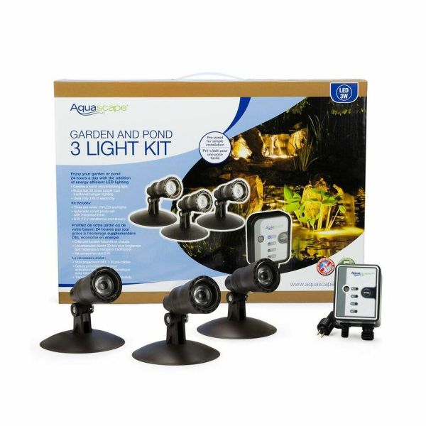 Aquascape Pond Fountain Garden Light Kit LED 12 volt 3 x 1 watt Bullet with transformer 84030