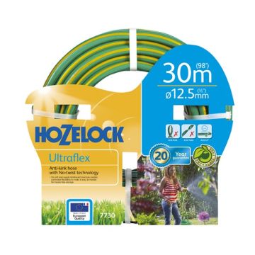Hozelock Ultraflex Knitted GREEN Garden Hose 12.5mm x 30m with fittings-7730