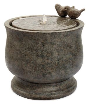 Suzume (tree sparrow) Water Fountain - Bird bath - Outdoor or Indoor feature decor TK56452