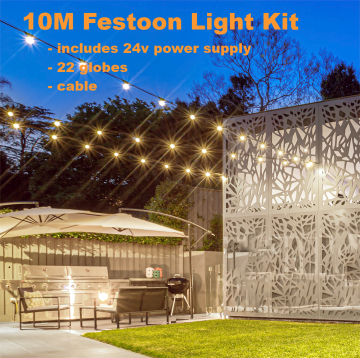 Aqualux Festoon Lights Kit 22x LED Globes 24V AC/DC 10 Meters Warm White AQF-C-050-10M